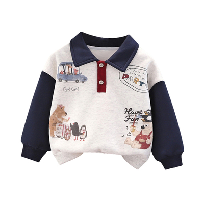 男童加绒加厚卫衣秋冬装