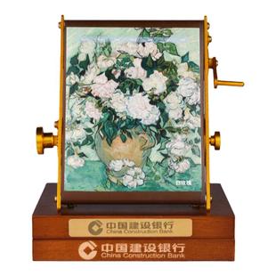 好运连连2026年手摇机械台历创意国风桌面木质台历定制金属创意高级感摆件文艺新年春节元旦订制礼物企业定制