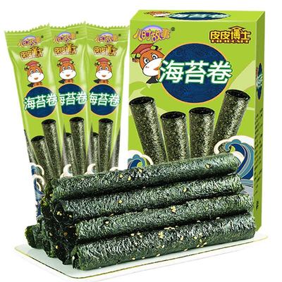 儿时故事皮皮博士无添加剂超值嘎嘣脆海苔卷儿童休闲零食净重27g