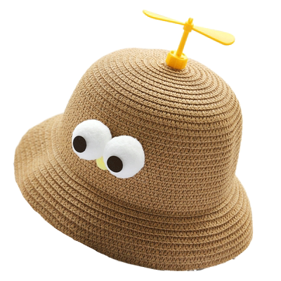 儿童草帽1-3岁2男女童夏竹蜻蜓