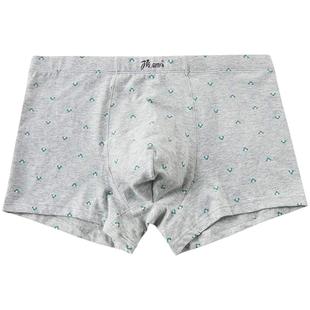 顶呱呱男士平角裤棉质中腰四角短裤头透气青年大码印花舒适内裤