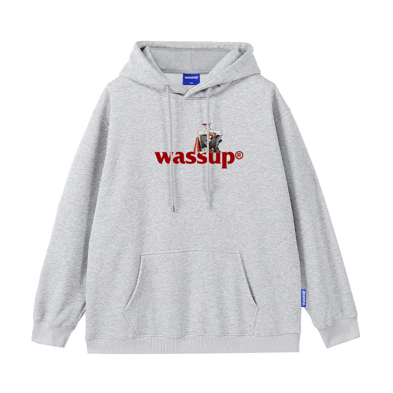 WASSUP复古画像重磅卫衣男连帽