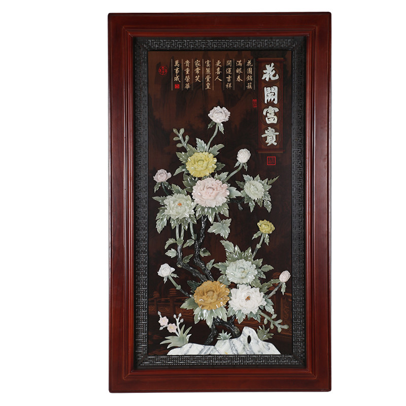 新中式入户玄关走廊3d浮雕3d立体