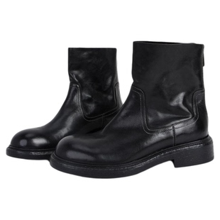 MantenerGran水洗牛皮靴子秋女厚底真皮短靴粗跟女靴 MG女鞋