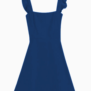 低胸气质高级感棉质弹性夜总会纯欲风v领小个子蓝短袖后妈裙冷膜z