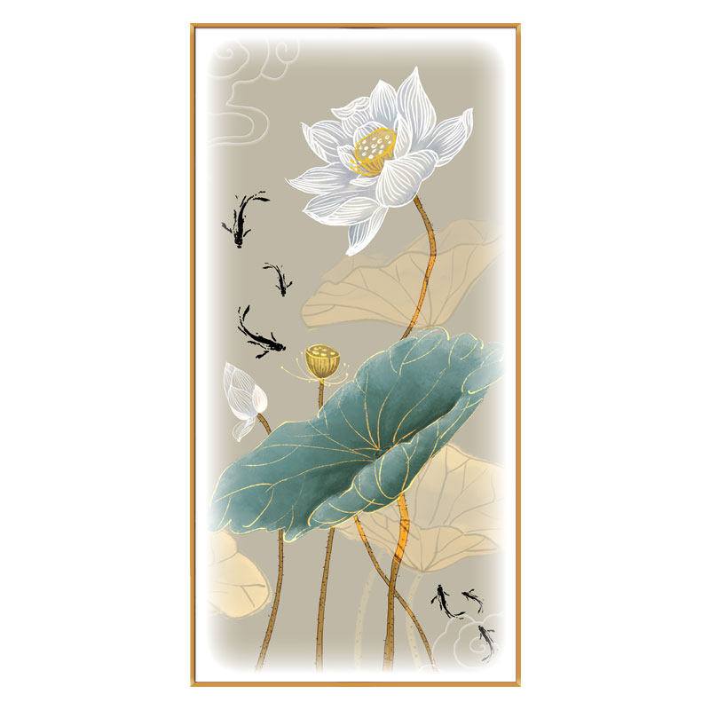 入户玄关带灯晶瓷挂画新中式