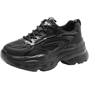 大东老爹鞋女鞋2025冬季新款时尚休闲简约厚底加绒系带圆头女单鞋