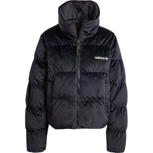 Adidas/阿迪达斯正品三叶草女士金丝绒保暖短款羽绒服IW8439