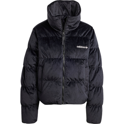 阿迪达斯女士金丝绒短款羽绒服