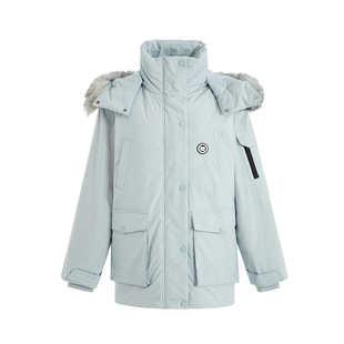 King Prince三防面料中长款连帽派克羽绒服女冬季保暖白鸭绒外套