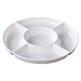 仿瓷盘子白色小吃拼盘餐具密胺五格卤水摆盘分格火锅店菜盘水果盘