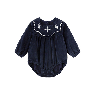 【清仓】babylove女宝宝包屁衣秋冬衣服婴儿三角哈衣爬服精致刺绣