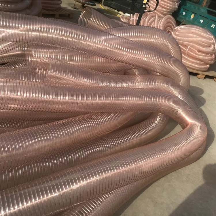 批发pu钢丝风管制品吸尘软管 聚氨酯耐磨排气镀铜吸尘颗粒灰尘管