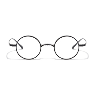 謹製溥仪同款眼镜 原创设计纯钛超轻复古小圆框 一体鼻托列侬眼镜