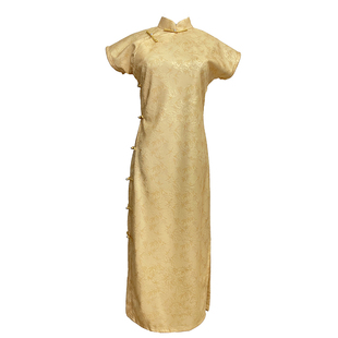 颂葵新中式旗袍2025新款夏季古法优雅全开襟高考送考气质浅黄色女