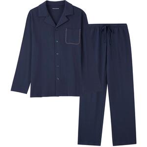 SCHIESSER舒雅男士纯棉肌理华夫格翻领睡衣家居服套装21767H