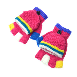 儿童手套半指翻盖五指秋冬季小男孩女孩公主宝宝中小幼童保暖露指