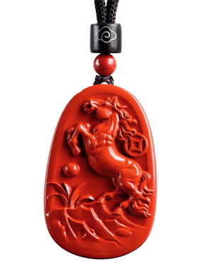 朱砂吊坠生肖马本命年红色礼物