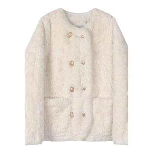 羊羔毛加厚保暖外套2024冬季新款獭兔毛时尚年轻款皮草女潮小香风