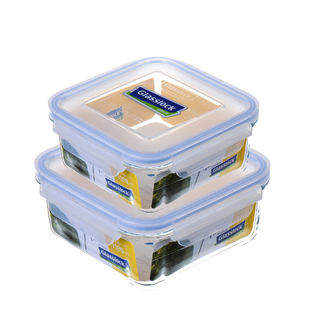 glasslock玻璃保鲜盒冰箱上班族带饭微波炉专用碗密封便当饭盒