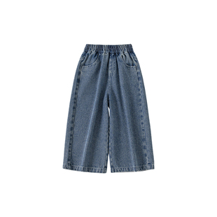 INSbobo童装女童裤子秋装儿童牛仔裤女孩直筒裤洋气阔腿裤休闲裤