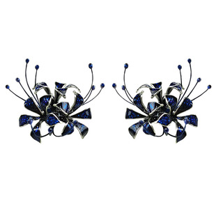 彼岸花▲手工定制曼陀罗华蓝白925纯银耳钉耳夹古风个性耳环礼物