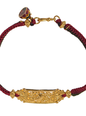 手工錾刻古法黄金喜上眉梢手链