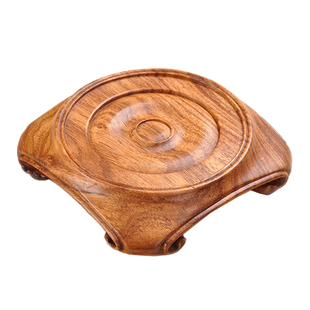 花梨木小叶红檀圆形实木紫砂茶壶铜香炉玉雕摆件花瓶微型盆景底座