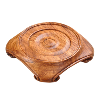 花梨木红檀圆形茶壶微型盆景底座