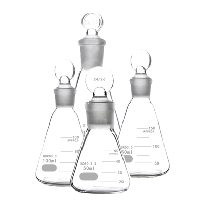玻璃具塞三角烧瓶定碘锥形瓶150ml标准口碘量瓶Iodine Flask With Stopper/Erlenmeyer Flask With Stopper