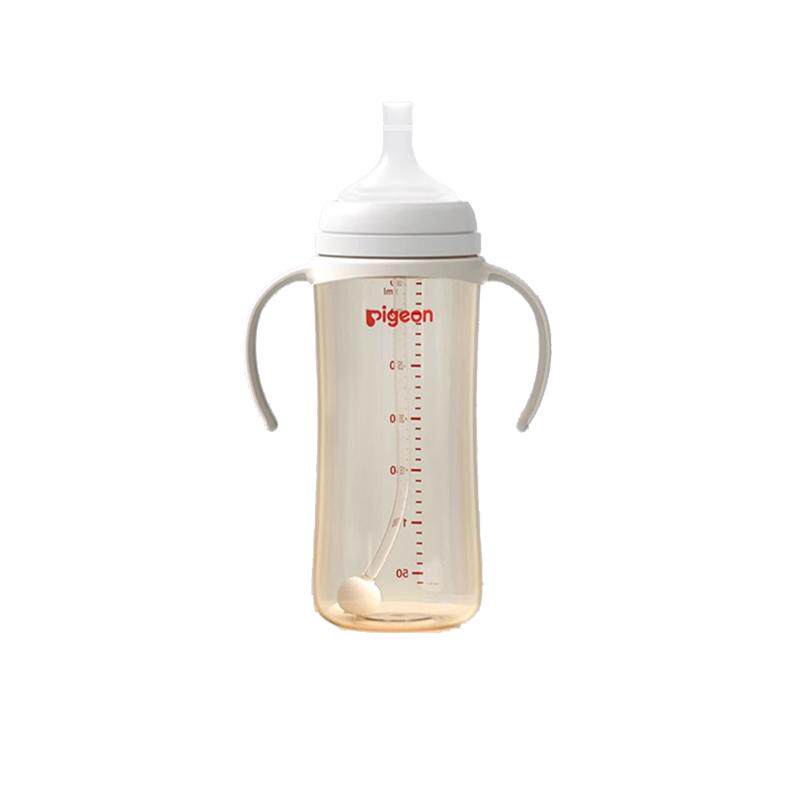 贝亲自然离乳奶瓶PPSU重力球吸管杯双把手喝奶喝水吸嘴6-12个月