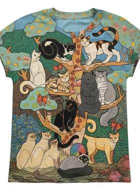 Digital Print Casual Crewneck T-Shirt数码印花休闲圆领女士T恤
