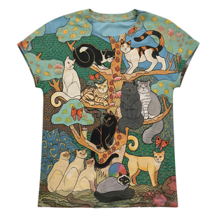 Digital Print Casual Crewneck T-Shirt数码印花休闲圆领女士T恤