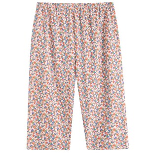 夏季薄款宽松睡裤女士纯棉中老年大码家居裤全棉女款老人七分短裤