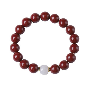 保真朱砂手串女款和田玉转运珠手链男士天然原矿紫金帝王晶体礼物