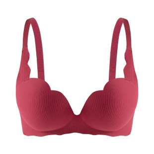 本命年女装秋冬内衣红色小胸聚拢显大无痕文胸罩内裤套装结婚新娘