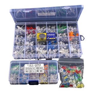 3MM/5MM发光二极管包 LED灯元件包 红绿橙黄蓝色白雾状袋装/盒装