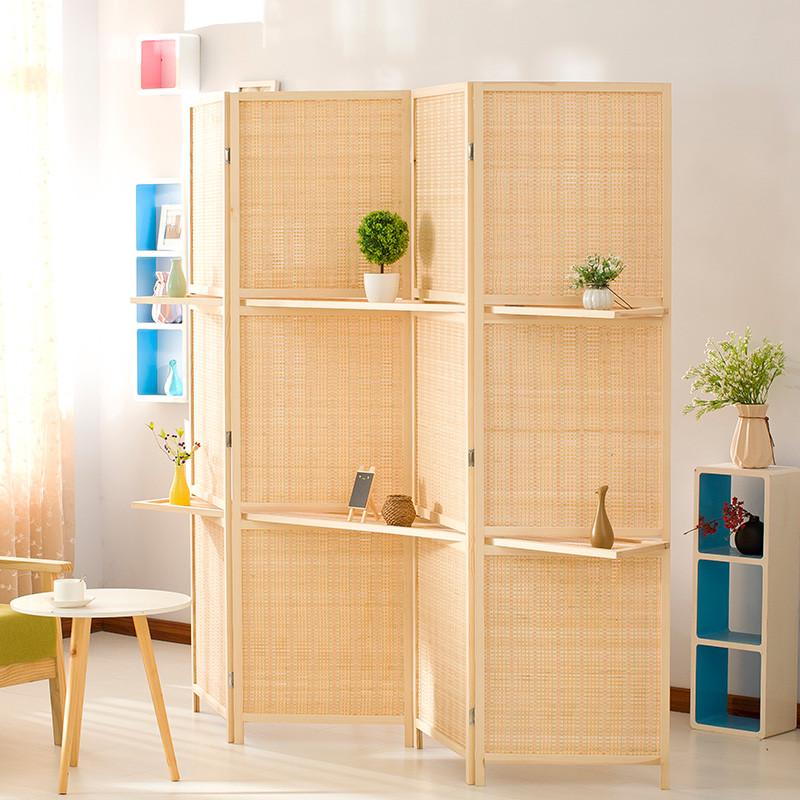 实木中式竹编屏风隔断墙遮挡简约现代折叠移动办公室客厅玄关折屏