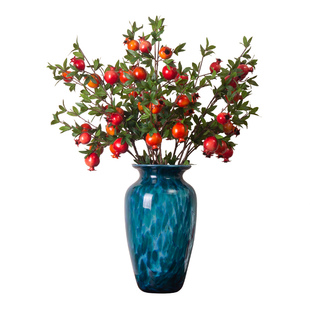 仿真花石榴果装饰摆件客厅餐桌玄关柿子果实假花树枝家居摆件花束