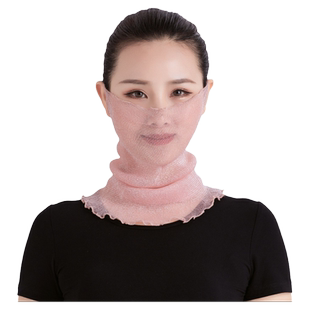 百变套头护颈围脖遮脖子疤痕的饰品夏季小丝巾女挂耳防晒面纱两用