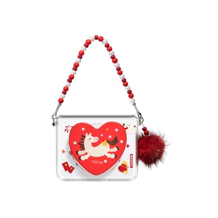 MASFEIL × 福运小马适用华为PuraX手机壳新款阔折叠屏磁吸支架保护套高级女全包新年红挂链pura x典藏版外壳