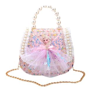 儿童包包女可爱斜挎包时尚小朋友艾莎公主手提包宝宝洋气小孩背包