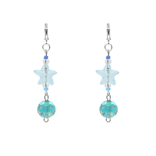 [ 无厘头 ] 海洋沙滩系列 原创蓝色海星手作夏日可爱灵动耳环耳夹