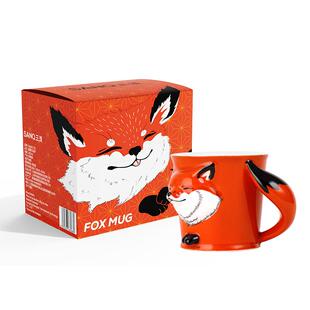 SANQ三浅原创浮雕狐狸马克杯高颜值女生杯子情侣对杯陶瓷水杯礼物