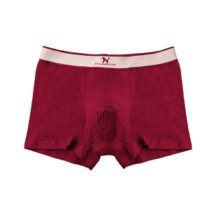 本命年内裤男士马年纯棉平角裤红色大码透气大码宽松四角裤男中腰