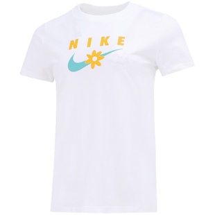 Nike耐克白色印花短袖女2022春季新款运动服休闲圆领T恤潮DN5859