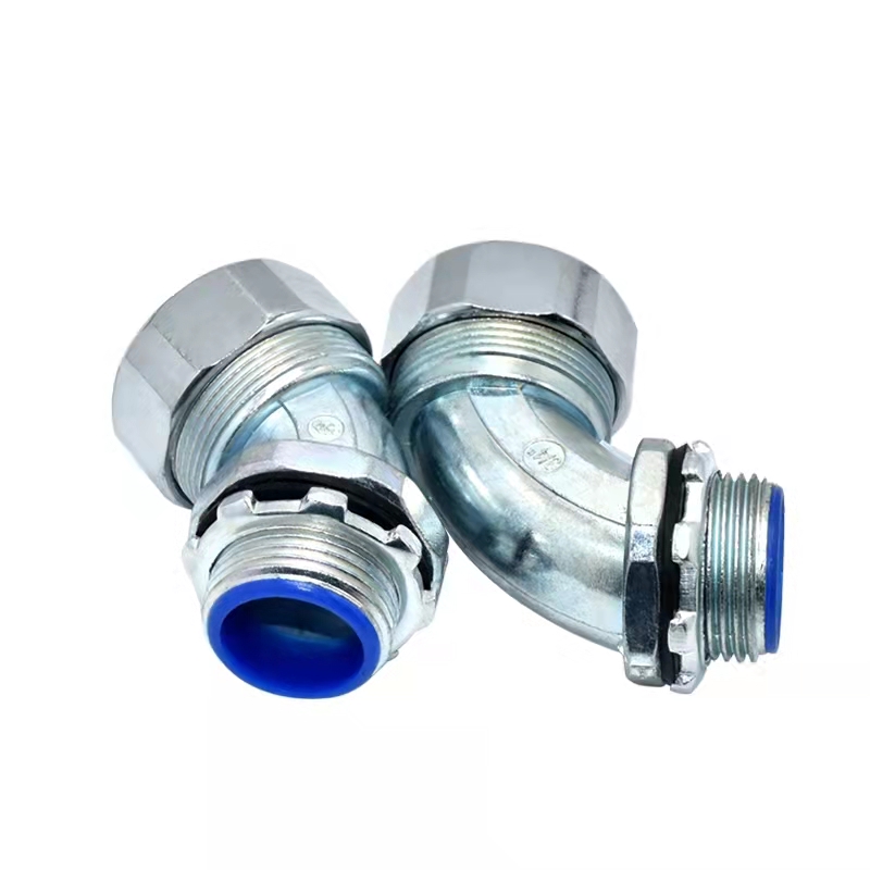 45度包塑金属软管接头弯头90度外牙蛇皮管电箱直角不锈钢DWJ135°