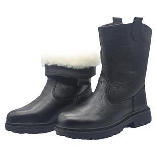 冬季抗寒高筒骑行靴真皮保暖蒙古马靴男皮毛一体雪地靴户外羊毛靴