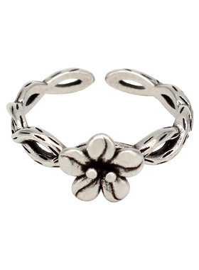 木棉花镀银复古戒指小众设计开口