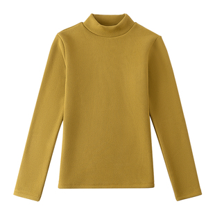 羊羔绒半高领打底衫女秋冬内搭加绒加厚修身大码T恤长袖保暖上衣